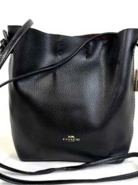 Coach Black Pebbled Leather Bucket Shoulder Bag